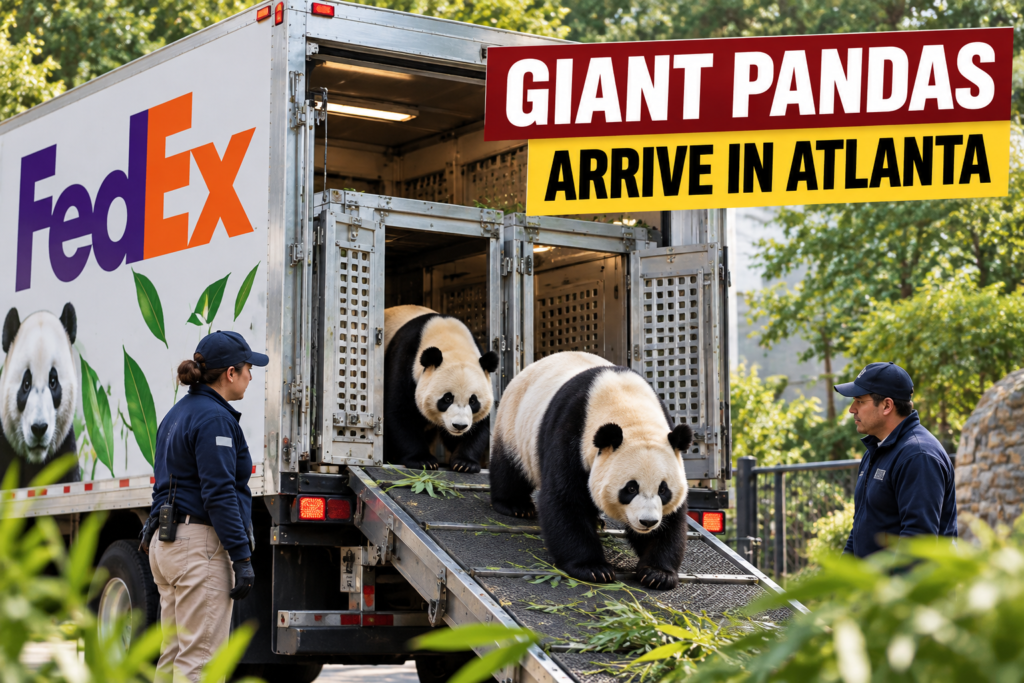 Zoo Atlanta Giant Pandas Arrive From China at Last Zoo Atlanta giant pandas Ping Ping and Fu Shuang arriving from China