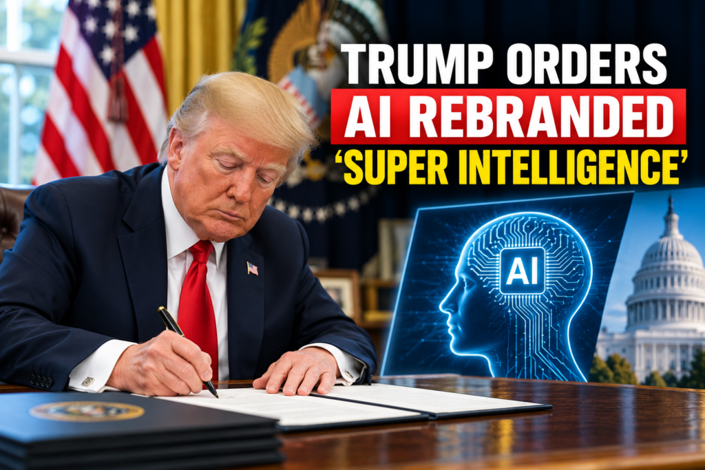 President Trump signing the Super Intelligence executive order at the White House