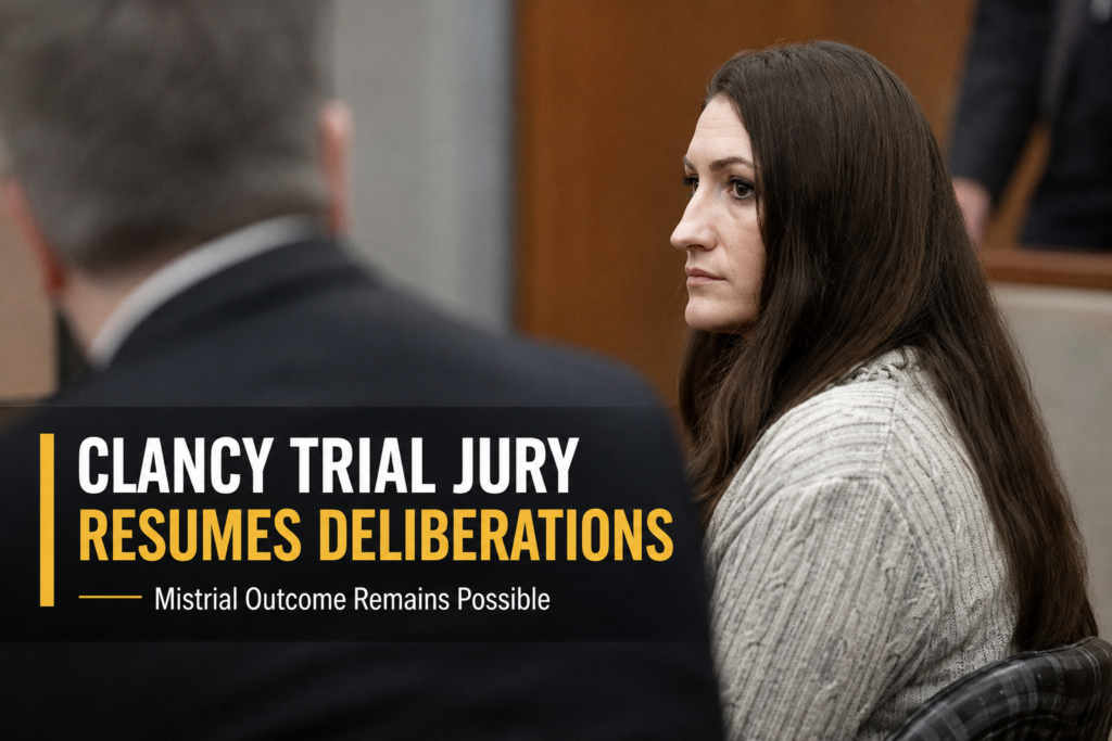 Lindsay Clancy Jury Deadlocked Again, Mistrial Looms in Duxbury Murder Trial lindsay clancy sits in a plymouth courtroom as the jury deliberates in her murder trial