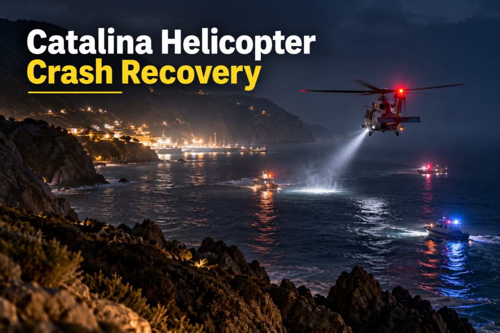 Catalina Island Helicopter Crash: What Officials Confirmed Rescue crews respond after the Catalina Island helicopter crash near Avalon