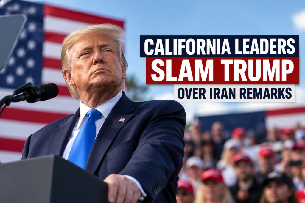 President Trump speaking at a Nebraska rally where his Trump Iran comments drew criticism